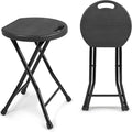 Folding Stool - 550lbs Capacity, Foldable Handle, Portable Heavy Duty, Outdoor/Indoor, 18 Inch Collapsible for Camping & Home (Set of 1, Black)