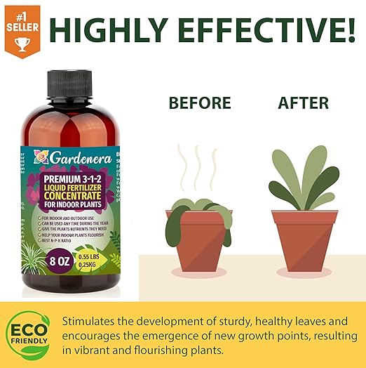 Premium Liquid Lavender Plant Fertilizer - 3-1-2 Concentrate for Indoor Plants and Flowers by Gardenera | Organic Plant Food for Lavenders - 8oz