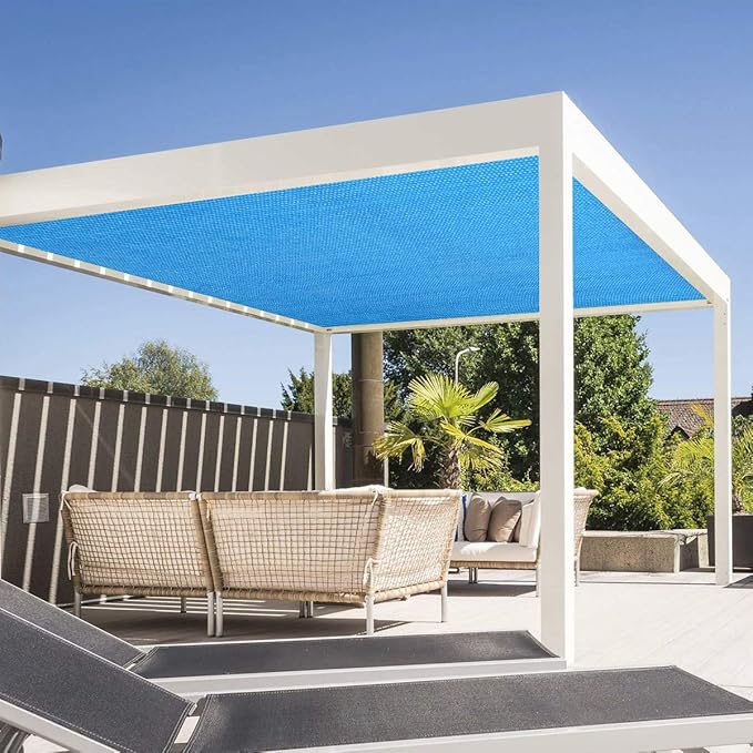 Eden's Decor Straight Flat-Edged Sun Shade Sail Rectangular 16' x 19' Blue UV-Blocking Outdoor Canopy Fabric Cloth Awning for Pergola Patio Garden Backyard Custom Size