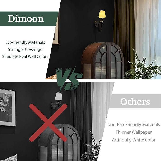 Dimoon 118''x17.7'' Black Peel and Stick Wallpaper Contact Paper Modern Self Adhesive Wall Paper Removable Renter Friendly Textured Solid Color Shelf Cabinet Vinyl Roll (118''x17.7'',Black)