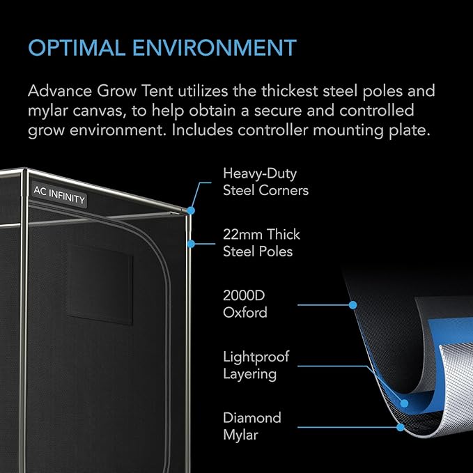 AC Infinity Advance Grow System 3x3, 3-Plant Kit, WiFi-Integrated Grow Tent Kit, Automate Ventilation, Circulation, Schedule Full Spectrum Samsung LM301H LED Grow Light, 2000D Mylar Tent