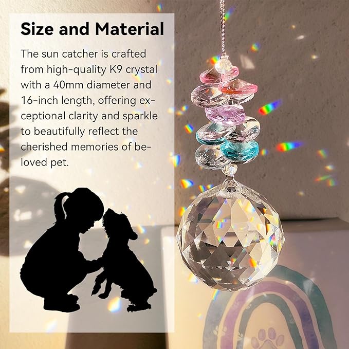 Cat Memorial Suncatcher - Lost of Cat Bereavement Gift Idea, Cat Loss Sympathy Gifts, Pet Memorial Gifts, Thoughtful Cats Remembrance Sun Catcher, Passing Away Remembrance Memory Gift