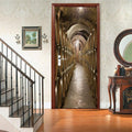 3D Door Stickers Murals - Peel and Stick Wine Cellar Theme - Removable PVC Waterproof Door Poster for Bedroom & Living Room - 34.6" x 78.7"