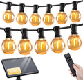 50ft Solar String Lights with Remote, 25+1 LED Bulbs Patio Lights Outdoor Waterproof, G40 Dimmable Deck Lights for Outside Garden Fence Backyard Decor