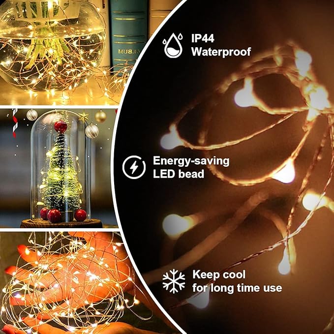 Fairy Lights Plug in,66FT 200 LEDs Waterproof Led String Lights,Twinkle Light with 8 Modes Remote for Outdoor Indoor Christmas Wedding Birthday Garden Party Decorations,Warm White