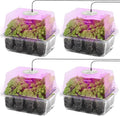 MIXC 4-Pack Seed Starter Tray Kit with Plant Light Seedling Trays with Adjustable Humidity Domes & Clear Cell Trays 12 Full Spectrum LED Beads for Indoor Plant Growth(Transparent)