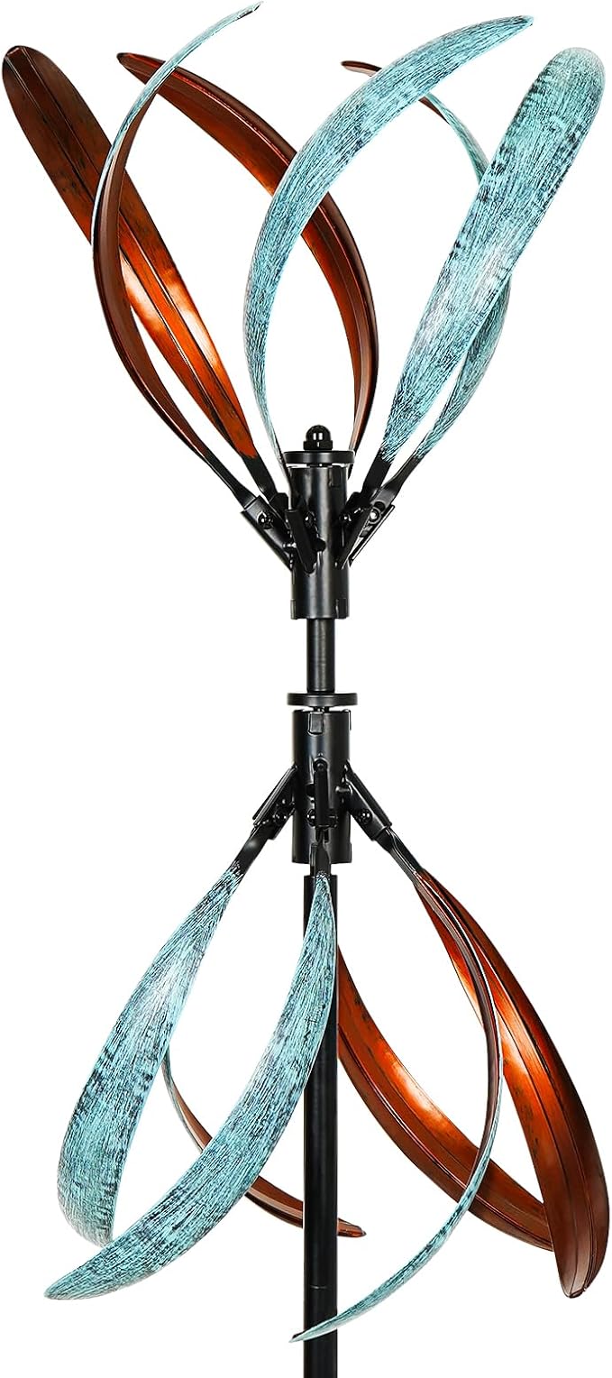 Wind Spinners Outdoor – Metal Large Wind Spinner with Stake for Yard and Garden, Garden Wind Sculptures & Spinners, Ideal Gift for Family (13'' W x 70.5'' H)
