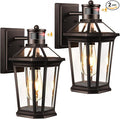 VIANIS Motion Sensor Outdoor Lights, Oil Rubbed Bronze Dusk to Dawn Outdoor Wall Lights Exterior, Waterproof Wall Lantern with Tempered Glass, Modern Outside Wall Sconce for Garage Front Porch, E26
