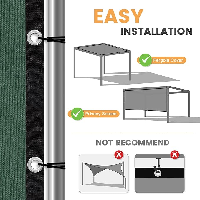VICLLAX Shade Fabric Sun Shade Cloth with Every 2 FT Grommets for Patio Garden Pergola Cover Canopy 21x24 FT, Dark Green