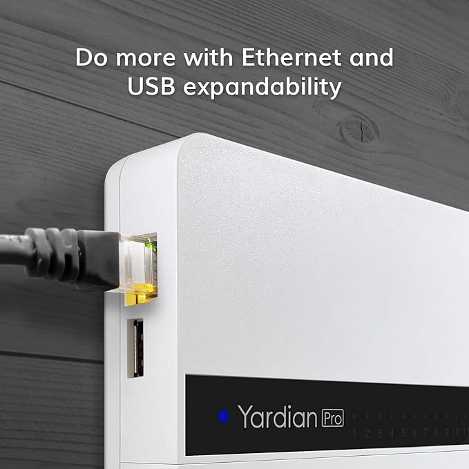 Yardian Pro Smart Sprinkler Controller 8 Zone - Control Buttons, Apple HomeKit, Alexa, Google Assistant and Home Assistant Compatible, Enhanced Wi-Fi, RJ45, Level VI Worldwide Power Supply