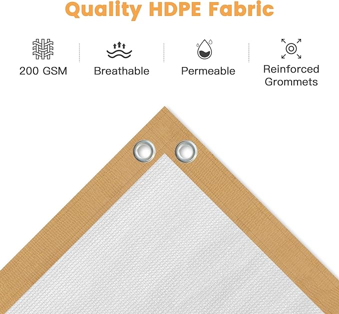 VICLLAX Shade Fabric Sun Shade Cloth with Every 2 FT Grommets for Patio Garden Pergola Cover Canopy 3x10 FT, Cream