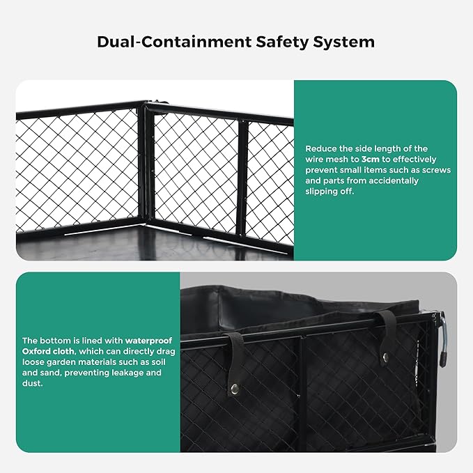 SUNNYFEEL 900 Lbs Capacity Heavy Duty Mesh Steel Garden Cart,Folding Utility Cart with Removable Side Nets, Non-Slip Rubber Base, Black & Yellow,Upgraded Version