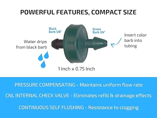 2 GPH Netafim Woodpecker Jr Pressure Compensating Dripper Emitters, 35-Pack Plus Hole Punch Tool and Goof Plugs for Drip Irrigation Systems