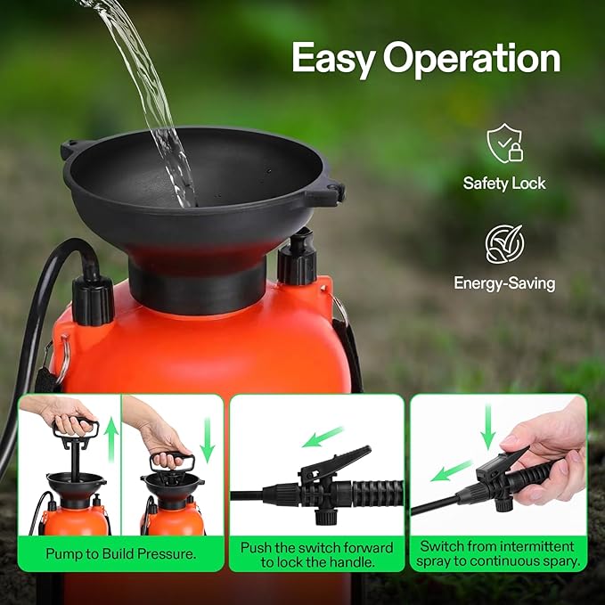 VIVOSUN 1.59-Gallon Pump Pressure Sprayer, Pressurized Lawn & Garden Water Spray Bottle with Adjustable Shoulder Strap, for Plants Spraying, Garden Watering and Household Cleaning