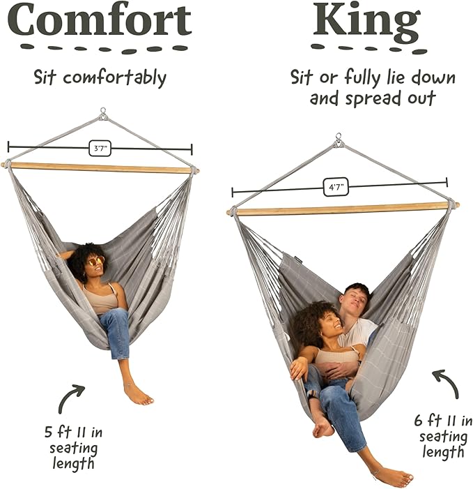 LA SIESTA® - Large Comfort Domingo Hammock Swing Chair & CasaMount - Weather & Tear Resistant Hanging Chair - Outdoor Indoor Hammock Chair w/Suspension Kit for Walls Ceilings Square Beams - Almond
