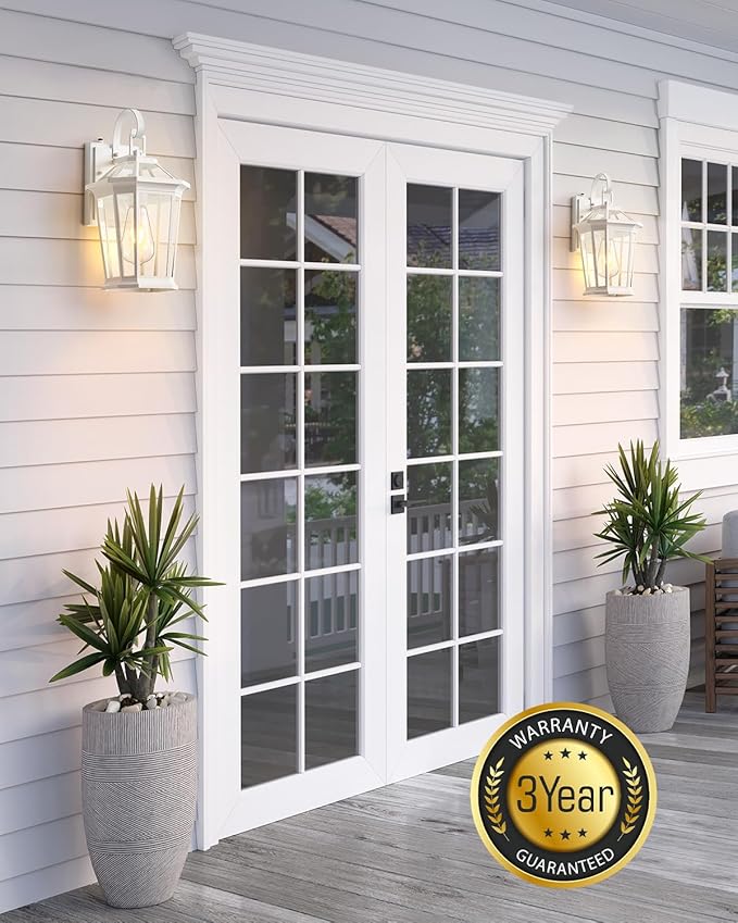 VIANIS 2 Pack Outdoor Wall Lights, Dusk to Dawn Exterior Light Fixture for House, 100% Anti-Rust Aluminum Waterproof Porch Light Outside Wall Lights, White Outdoor Wall Sconce Lanterns for Garage