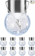 Solar Lights Outdoor Hanging Decorative Globe 8 Pack, Waterproof Solar Lantern with Handle and Clip, Solar Powered Glass Ball Lights for Garden Yard Fence Tree Umbrella Holiday Décor, Cold White
