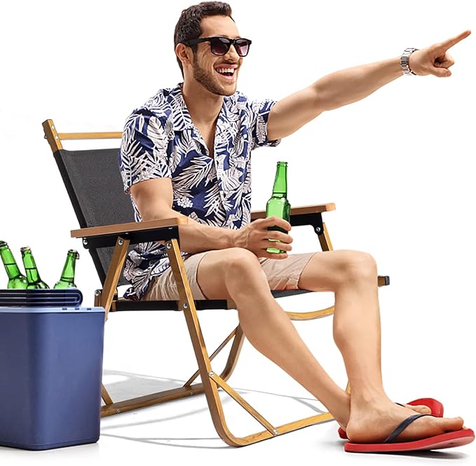 Outvita Portable Folding Camping Chair, 2pcs Ultralight Low Beach Chair, Durable Aluminum Frame Armchairs for Hiking Concert Fishing Picnic, Supports 225Lbs