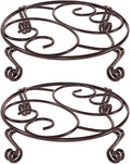 Yimobra 2 Pack Plant Stand for Flower Pot Heavy Duty Potted Holder Indoor Outdoor Metal Rustproof Iron Garden Container Round Supports Rack for Planter Bronze, Brown,11.8 Inches
