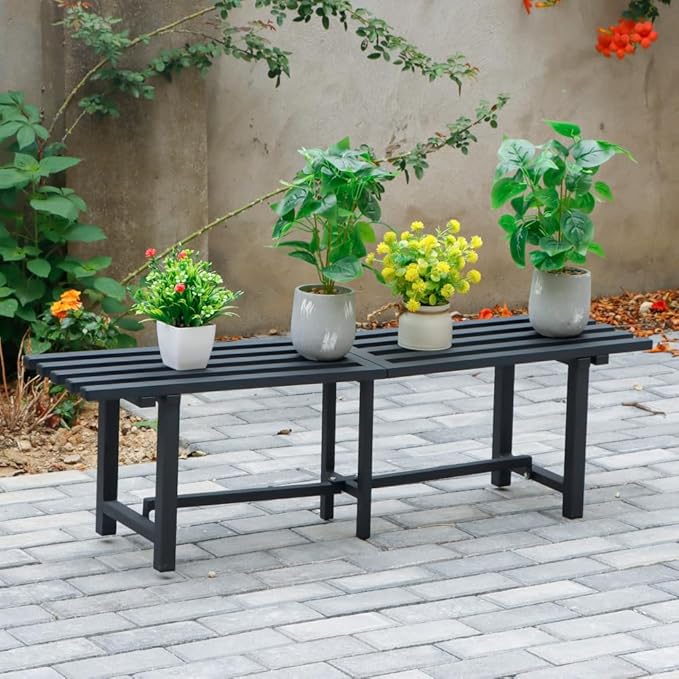 Chic & Robust 300 LBS Capacity Aluminum Plant Stand - Your Indoor & Outdoor Plant Display Solution, Size: L47.2 x W11.4 x H13.8 inch.