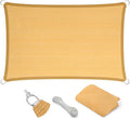 Eden's Decor Straight Flat-Edged Sun Shade Sail Rectangular 9' x 22' Wheat UV-Blocking Outdoor Canopy Fabric Cloth Awning for Pergola Patio Garden Backyard Custom Size