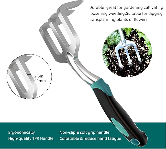 Garden Tool Set, 3-Piece Gardening Planting Tools Kit for Gardener, Heavy Duty Aluminum Garden Kit Gardening Gifts Tools for Men Women, Outdoor Hand Tools, Garden Essentials, Gift for Garden Lover