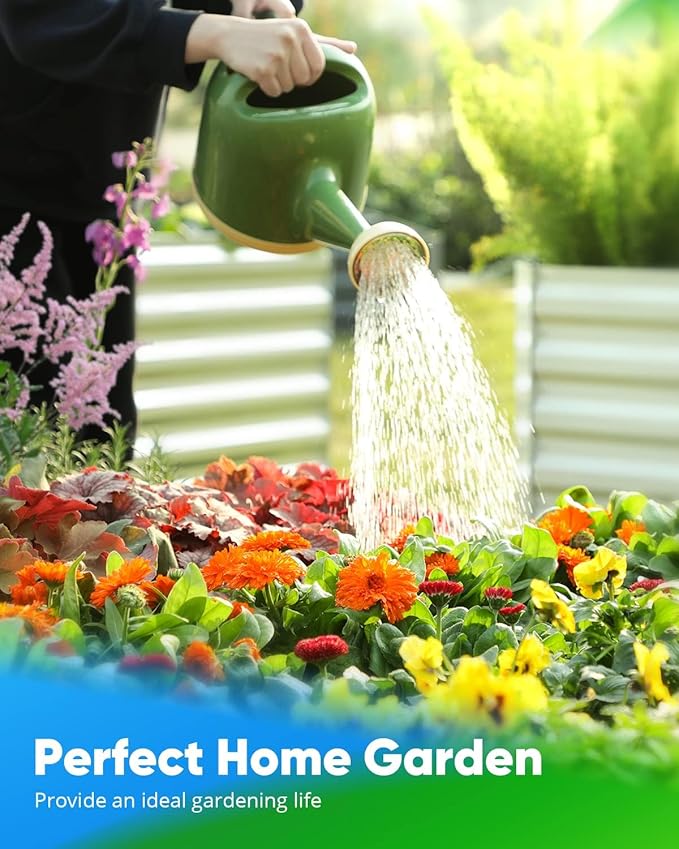 Quictent Galvanized Raised Garden Bed 4x3x2ft Tall Garden Bed Extra Height 22.4" Hold 24cft Soil Outdoor Heightened Planter Box for Deep Root Vegetables Herbs Tomato Cage Included, Dark Grey