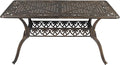 Outvita 59inch Patio Dinning Table, Outdoor Cast Aluminum Large Rectangle Table with Umbrella Hole and Antique Design for Backyard Pool Balcony Deck