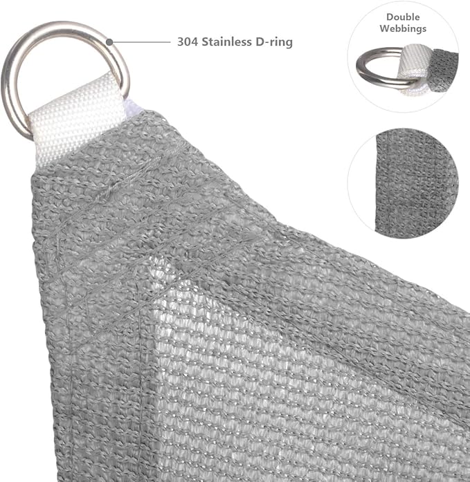 Eden's Decor Straight Flat-Edged Sun Shade Sail Rectangular 11' x 13' Grey UV-Blocking Outdoor Canopy Fabric Cloth Awning for Pergola Patio Garden Backyard Custom Size