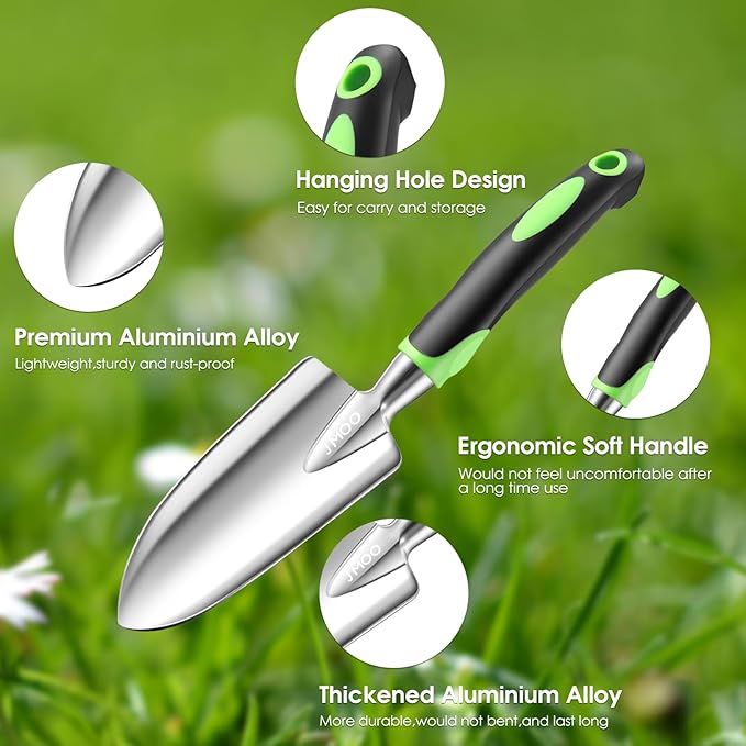 Garden Tools, 3-Piece Garden Tool Set with Non-Slip Ergonomic Handles, Lightweight Aluminum Alloy Rust-Proof Durable Gardening Hand Tools, Ideal Gardening Tools Gifts for Women and Men