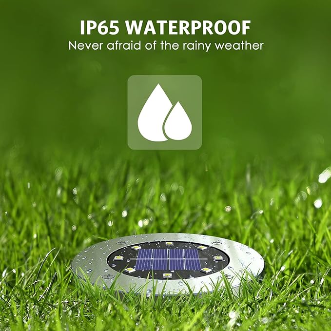 Solar Ground Lights 16Pack, Garden Solar Lights Outdoor Waterproof Solar Pathway Lights Bright In-Ground Lights Outdoor Lighting Decor for Lawn, Patio, Yard, Driveway,Walkway Warm Light