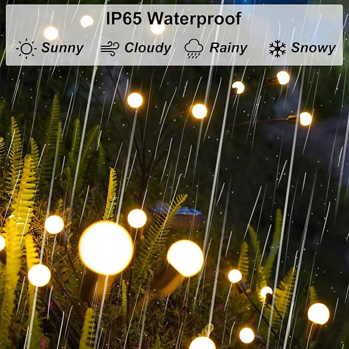 Solar Outdoor Lights, 6 Pack Firefly Solar Garden Lights for Outside, Garden Decorations