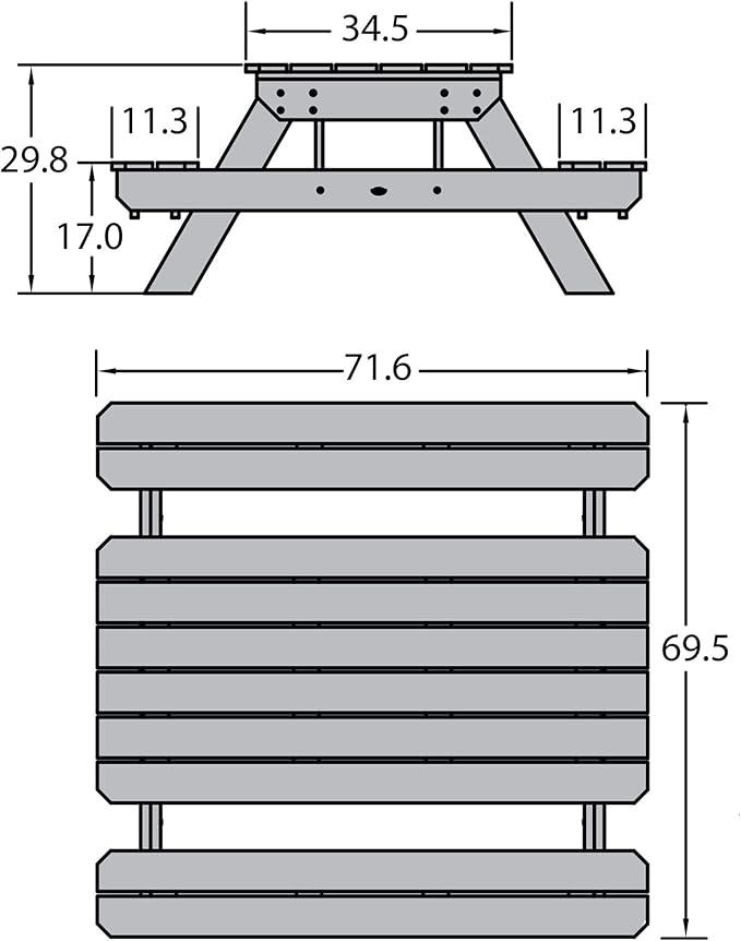 highwood Hometown Picnic Table, 6 Foot, Black