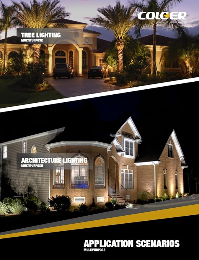 COLOER Die-cast Brass Landscape Spotlight 12-Pack Without Bulb,12V AC/DC Low Voltage Copper Outdoor Lighting with Ground Stake, Directional Garden Patio Spot Up Light (102B Brass Finish)