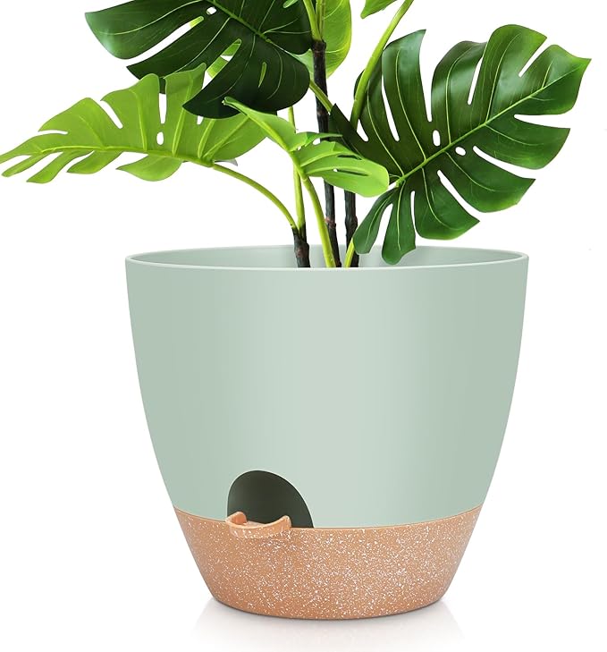 12 inch Large Self Watering Plant Pots, Flower Pots Planters with Multi Mesh Drainage Holes for Indoor Outdoor Garden Plants and Flowers