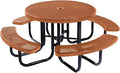 Heavy-Duty Portable Outdoor Picnic Table with Umbrella Hole, Punched Steel Commercial-Grade Patio Dining Furniture Made in America (46" Round Top, Textured Copper)