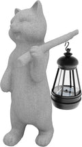 Solar Powered Garden Resin Statue Lights, 10 Inch Waterproof Outdoor Animal Cute Cat Figurine Lights, Suitable for Patios, Balconies, Lawns, Courtyards, Etc. (Walking01)