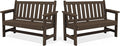 SERWALL Outdoor Bench, HDPE Outdoor Benches Weatherproof, 2-Person Garden Bench with 660 lbs Weight Capacity, Patio Benches for Outdoors, Garden, Porch, Backyard and Park, Coffee, 2 Pack