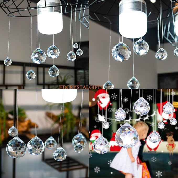 Crystalsuncatcher Clear Glass Crystal Ball Prism Feng Shui Lamp Hanging Drop Chandelier Pendants Suncatchers Pack of 12 pcs(20mm)