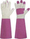 HANDLANDY Rose Pruning Gardening Gloves for Men & Women, Thornproof Long Gauntlet Gloves, Pigskin Leather - Breathable & Durability (Small)