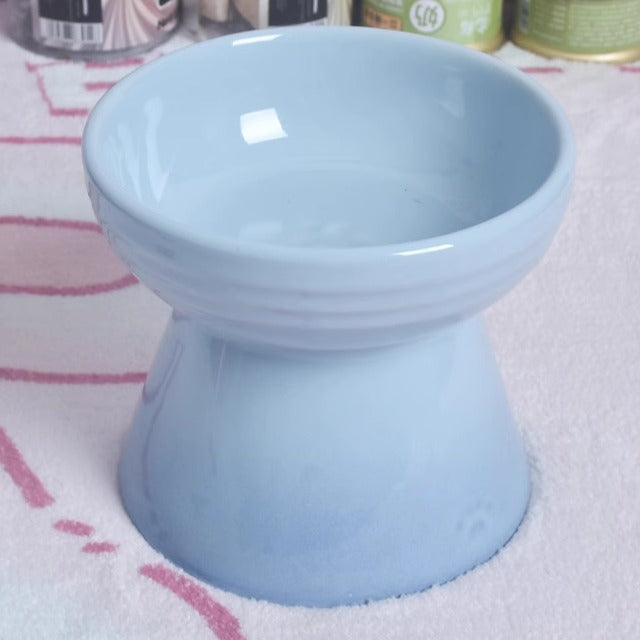 Dogs And Cats Prevention Black Chin High Foot Neck Protector Anti-tumble Pet Ceramic Bowl