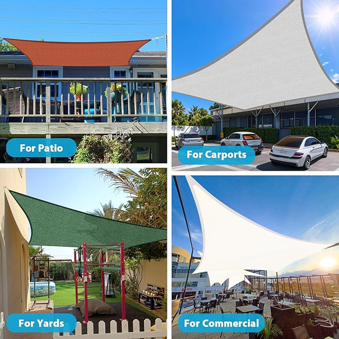 Amagenix Sun Shade Sail 8'X9' Curved Edge Outdoor Shade Canopy Blue Breathable 95% UV Block Shade Cloth for Patio Garden Backyard (We Make Custom Size)