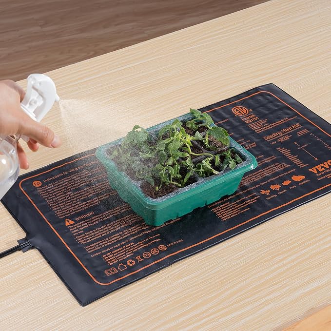 VEVOR 2 Pack Seedling Heat Mat 10"x 20.75", MET-Certified Warm Hydroponic Plant Heating Pad for Seed Starting, Waterproof Heating Mats for Germination, Indoor Gardening Tested toStandards