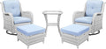 Outdoor Swivel Rocker Furniture 5 Pieces Patio Wicker Furniture Sets, Rattan Patio Swivel Glider Chairs with 2 Ottoman and Glass Side Table