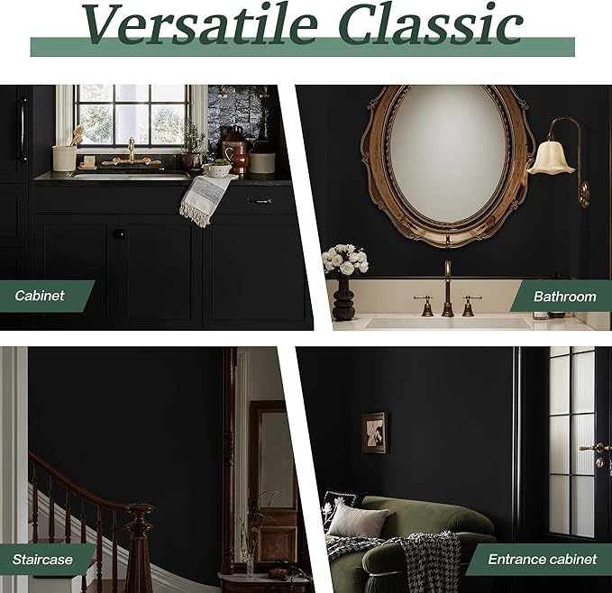 Dimoon 118''x17.7'' Black Peel and Stick Wallpaper Contact Paper Modern Self Adhesive Wall Paper Removable Renter Friendly Textured Solid Color Shelf Cabinet Vinyl Roll (118''x17.7'',Black)