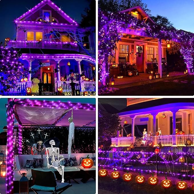Solar Christmas Lights, 500LED 19 Modes Solar Powered Christmas Lights, Waterproof LED Solar Christmas Decorations for Fence Balcony Holiday Party 1 Pack