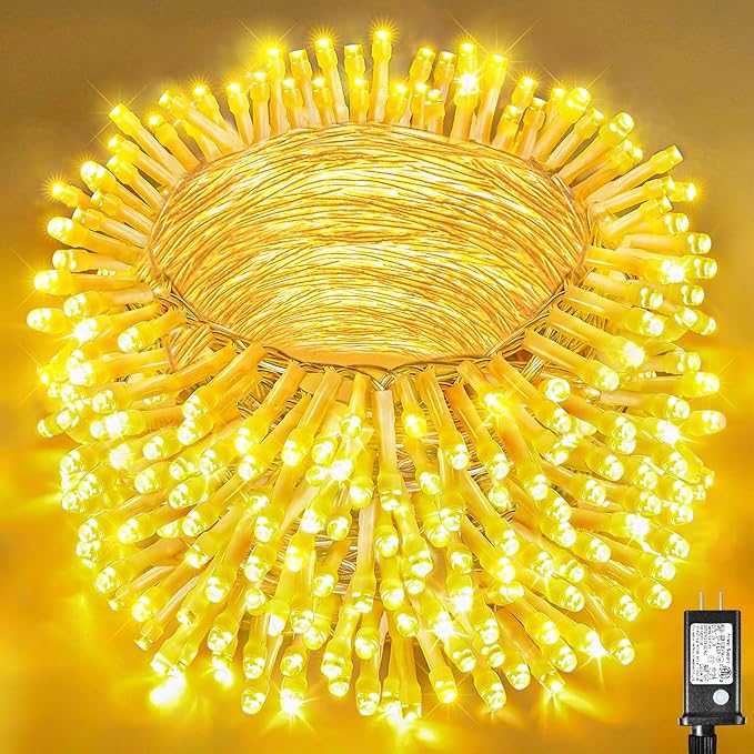 Christmas String Lights Indoor Outdoor Waterproof, Warm White String Lights Clear Wire 8 Modes, 165FT 500 LED Fairy Twinkle Lights Plug in for Bedroom Xmas Tree Holiday Party House Decorations