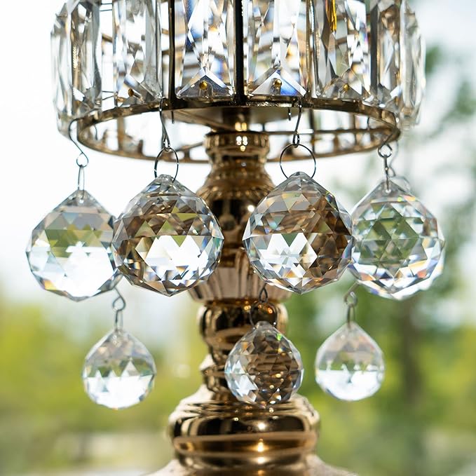 Crystalsuncatcher Clear Glass Crystal Ball,12PCS 30mm Prism Feng Shui Lamp Hanging Drop Chandelier Pendants Suncatchers for Home Decor Party