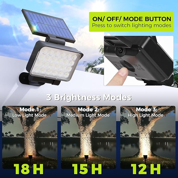 Solar Spot Lights Outdoor Waterproof for Flag, Tree, House, Garden, Yard, Landscape Spotlights for Accent Uplighting Halloween Christmas Decorations-1 Pack
