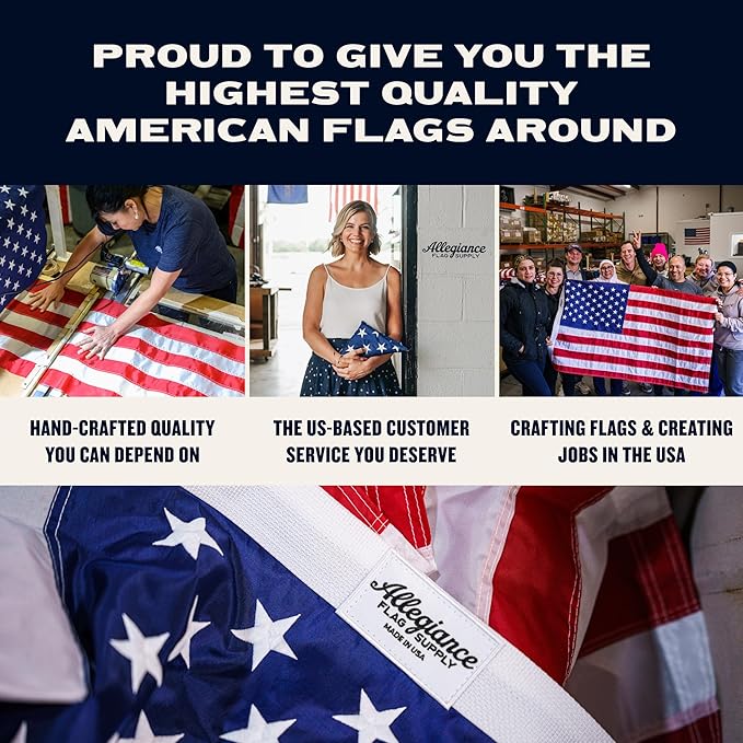 American Flag | American-Sourced Nylon Fabric, Embroidered Stars, Hand-Stitched | Proudly Made in USA (3' x 5')